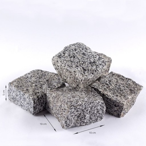 Piatra Cubica Granit Gri Sare si Piper Natur, 10 x 10 x 5 cm