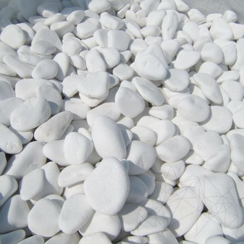 Pebbles Marmura Alba Thassos, 3-6 cm Sac 20 kg