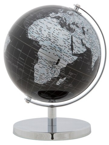 Glob pamantesc decorativ, Mauro Ferretti, 20x28 cm, plastic/fier, negru/argintiu
