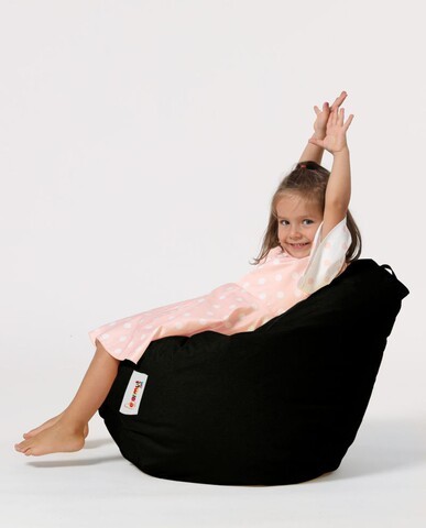 Fotoliu puf pentru copii, Bean Bag, Ferndale, 60x60 cm, poliester impermeabil, negru