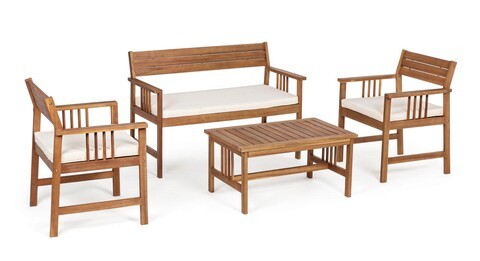 Set mobilier pentru gradina 4 piese, Noemi, Bizzotto, lemn de salcam