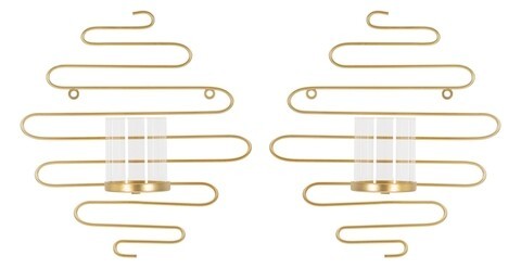 Set 2 suporturi pentru lumanare Alid, Mauro Ferretti, 33x10x34 cm, fier, auriu