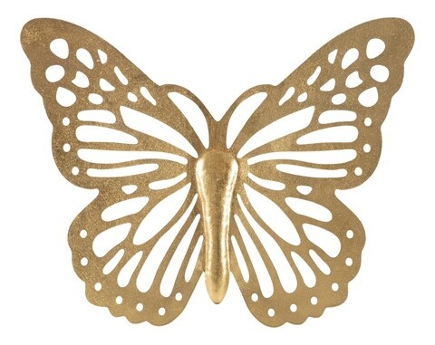 Decoratiune de perete Butterfly, Mauro Ferretti, 43x35 cm, fier, auriu