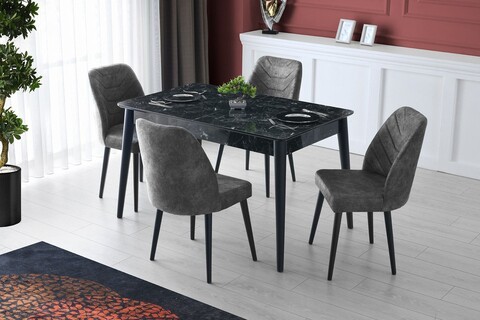 Set 4 scaune, Nmobb, Dallas 527, 50 x 90 x 49 cm, lemn/metal, antracit