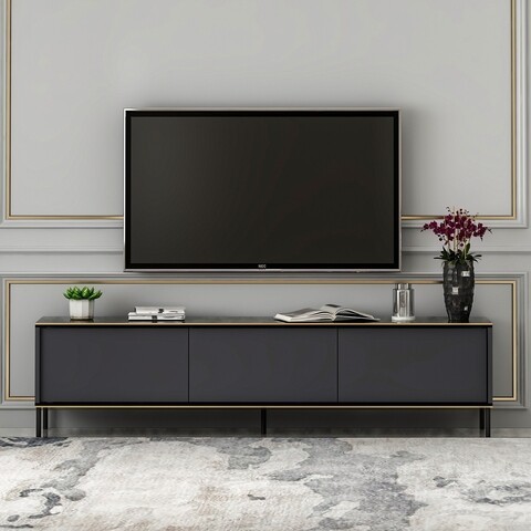Comoda TV, Inarch, Imaj, 180 x 45.2 x 35 cm, pal melaminat, antracit