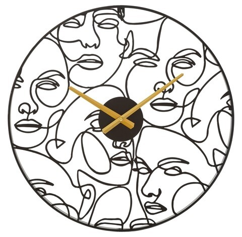 Ceas de perete, Mauro Ferretti, Faces, Ø 50 x 3.5 cm, fier, negru