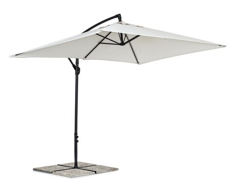 Umbrela pentru gradina/terasa Texas, Bizzotto, 300 x 200 x 260 cm, stalp 48 mm, stalp rotativ 360°, otel/poliester, natural