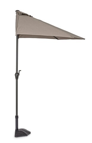 Umbrela semirotunda pentru balcon/terasa Kalife Halfmoon, Bizzotto, 270 x 135 x 232 cm, stalp Ø36/38 mm, grej