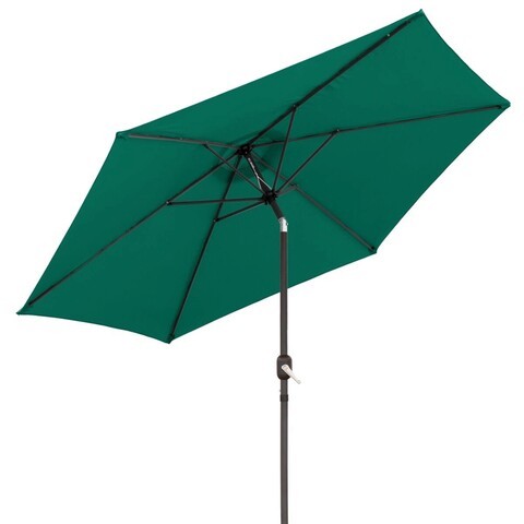 Umbrela de gradina / terasa Monty, Ø 300 cm, Ø38 mm, sistem antivant, cu inclinare si manivela, aluminiu, verde