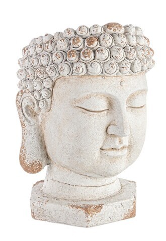 Vaza / Ghiveci de exterior Buddha Head, Bizzotto, Ø35 x 50 cm, magneziu