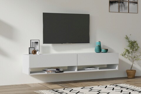 Comoda TV, Asse Home, Arges , 141x31x30 cm, Alb