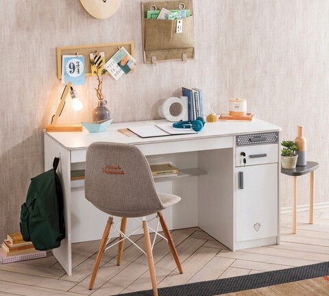 Birou, Çilek, White Wide Study Desk, 138x75x58 cm, Multicolor