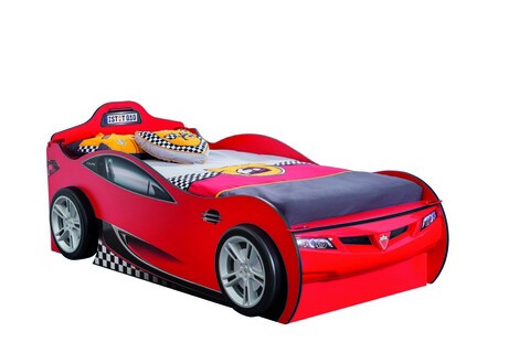 Pat pentru copii Car, Çilek, Race Cup Carbed (With Friend Bed) (Red) (90X190, 107x82x209 cm, Multicolor