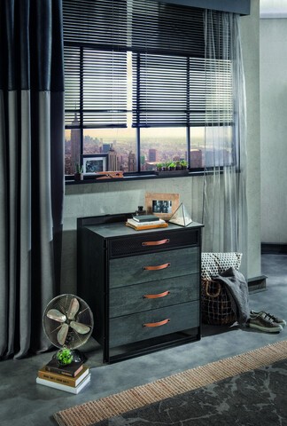 Dulap, Çilek, Dark Metal Dresser, 78x87x48 cm, Multicolor