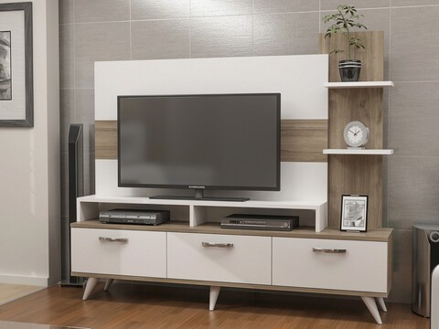 Comoda TV, Decorotika, Lover, 150x127x30 cm, Alb/Maro