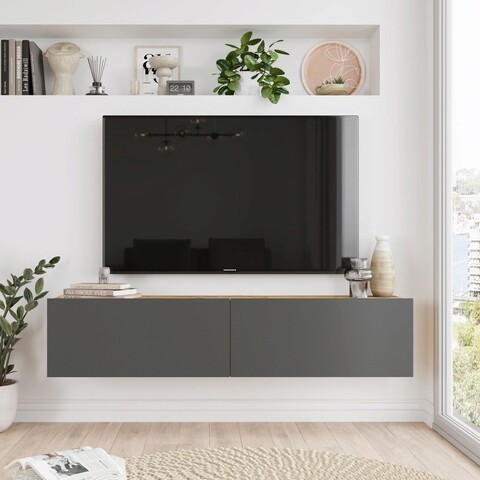 Comoda TV, Locelso, FR10-AA, 140x29.1x31.6 cm, Pin Atlantic / Antracit