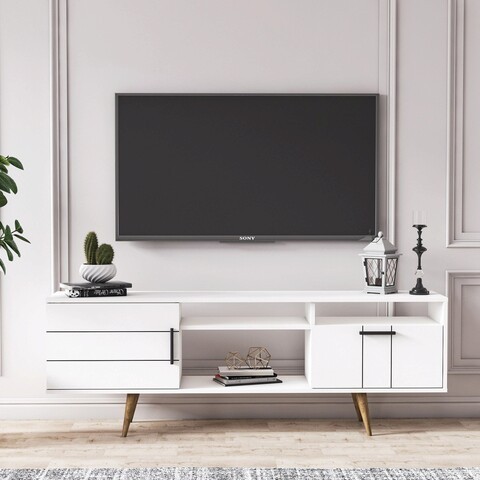 Comoda TV, Minima, Termini Wide, 179.5x63.2x37 cm, Alb