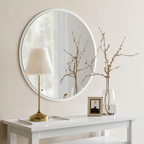 Oglinda decorativa, Neostill, Dekoratif Yuvarlak Ayna Beyaz A706, 60x60x2.2 cm, Alb