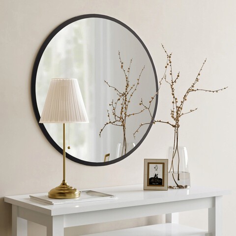 Oglinda decorativa, Neostill, Dekoratif Yuvarlak Ayna Siyah A711, 60x60x2.2 cm, Negru