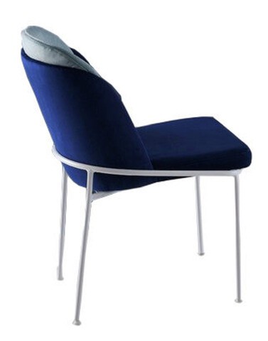 Set scaune 4 piese, Nmobb , Dore 123, Metal, Albastru inchis/Alb