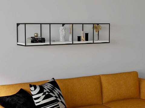Raft de perete, Puqa Design, Miray, 115x25.5x25.5 cm, PAL, Alb/Negru