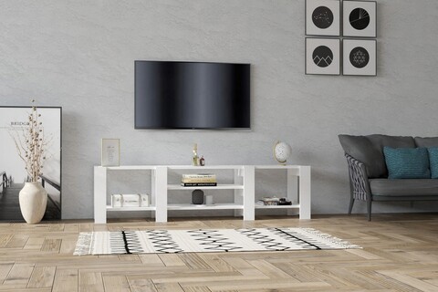 Comoda TV, Puqa Design, Technic, 159.8x40x33.6 cm, PAL, Alb