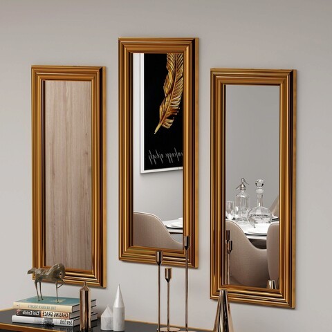 Set 3 oglinzi decorative, Siam, Lavia, MDF , Auriu