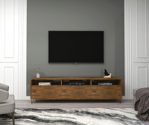 Comoda TV, Woodface, Holmes, 174x50x30 cm, Lemn, Maro