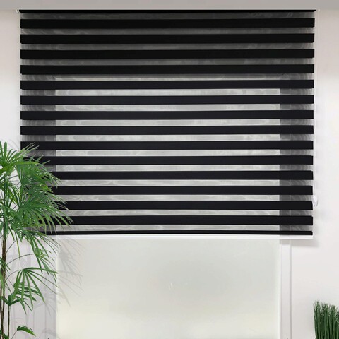 Jaluzea rulou zebra / roleta textila, Lizbon Day &amp; Night, 80x200 cm, poliester, negru