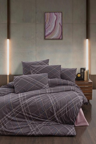 Lenjerie de pat pentru o persoana Single XL (DE), Briana - Plum, Victoria, Bumbac Ranforce