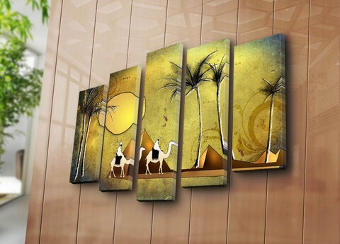 Set 5 tablouri decorative, 5PATK-242, Canvas, 19 x 70 cm, Multicolor