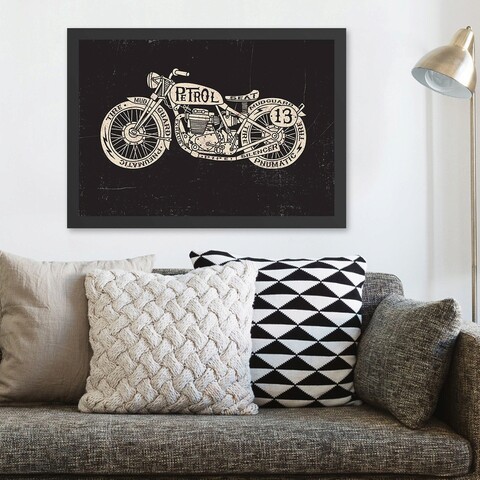 Tablou decorativ, Motorcycle (35 x 45), MDF , Polistiren, Negru / Crem