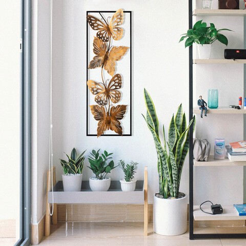 Decoratiune de perete, Kartal, lemn/metal, 47 x 58 cm, negru/maro