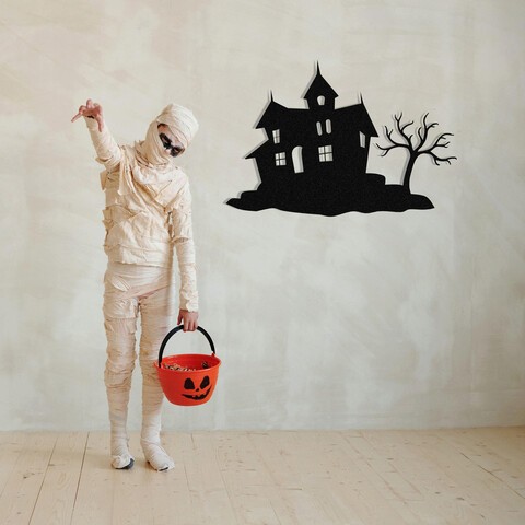 Decoratiune de perete, Halloween 9, Metal, Dimensiune: 70 x 47 cm, Negru