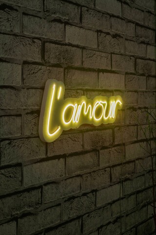 Decoratiune luminoasa LED, L'amour, Benzi flexibile de neon, DC 12 V, Galben