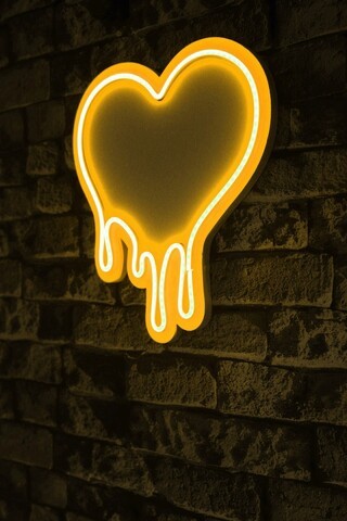 Decoratiune luminoasa LED, Melting Heart, Benzi flexibile de neon, DC 12 V, Galben