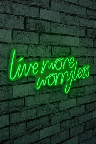 Decoratiune luminoasa LED, Live More Worry Less, Benzi flexibile de neon, DC 12 V, Verde