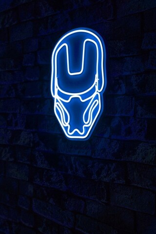 Decoratiune luminoasa LED, Iron Man, Benzi flexibile de neon, DC 12 V, Albastru