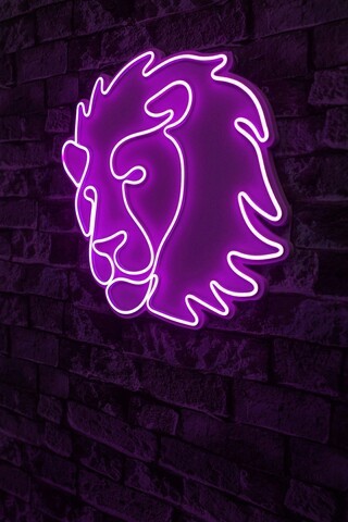 Decoratiune luminoasa LED, Lion, Benzi flexibile de neon, DC 12 V, Roz