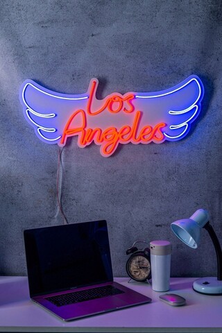 Decoratiune luminoasa LED, Los Angeles, Benzi flexibile de neon, DC 12 V, Rosu albastru