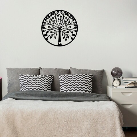 Decoratiune de perete, Ağaç 3, Lemn, Dimensiune: 58 x 58 cm, Negru