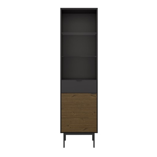 Bibliotecă neagră/maro cu aspect de lemn de pin 51x190 cm Soma - Tvilum