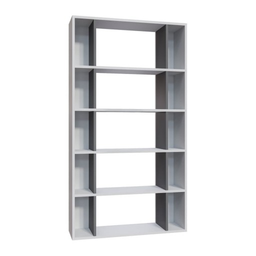 Bibliotecă albă/gri 90x164 cm Sanborn – Kalune Design