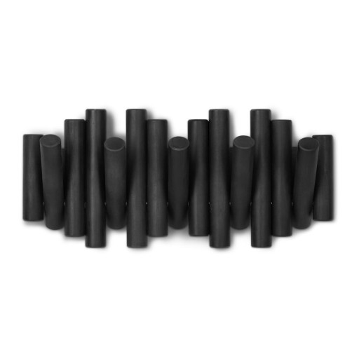Cuier de perete negru din lemn masiv de pin Picket – Umbra