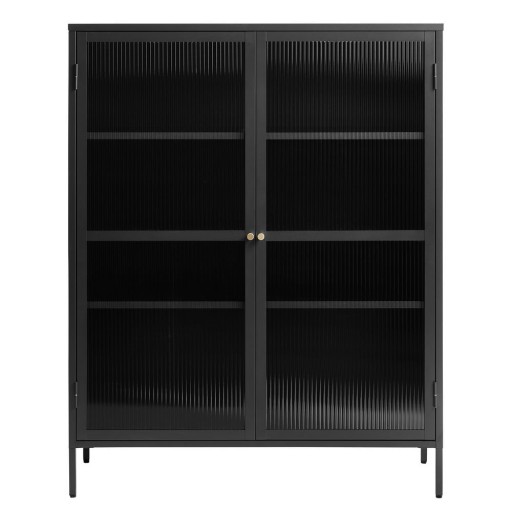 Vitrină neagră din metal 111x140 cm Bronco – Unique Furniture