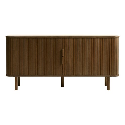 Comodă maro joasă cu aspect de lemn de stejar cu ușă glisantă 76x160 cm Cavo – Unique Furniture