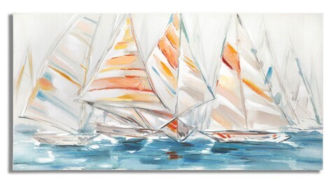 Tablou decorativ, Reggata, Mauro Ferretti, 140 x 70 cm, canvas pictat/lemn de pin, multicolor