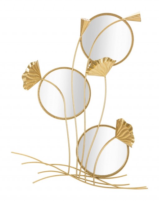 Oglinda decorativa Triple Flow, Mauro Ferretti, 65 x 88 cm, fier/MDF, auriu