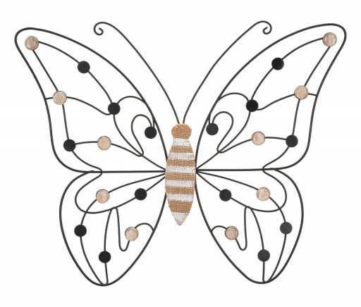 Decoratiune de perete Butterfly, Mauro Ferretti, 39.5 x 33.5 cm, fier/MDF, maro/negru