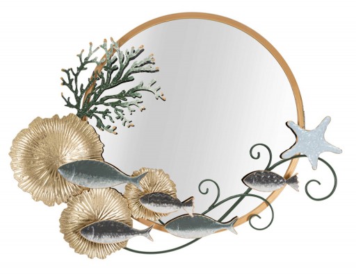 Oglinda decorativa Fish, Mauro Ferretti, 88.9 x 65.4 cm, fier/MDF, multicolor